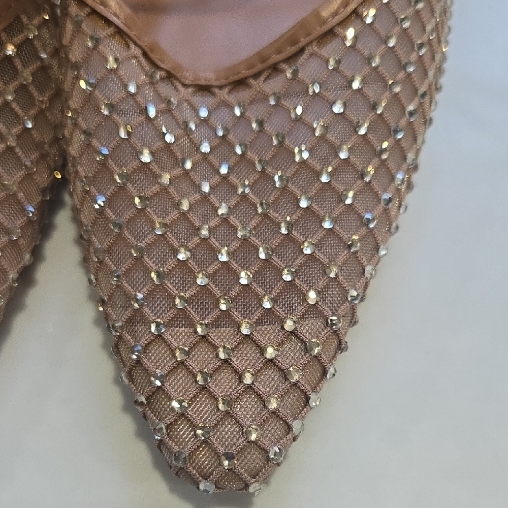 Zara Women's Beige Embellished Heels with Clear Straps - Picture 6 of 10